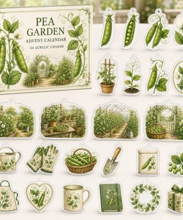 Pea Growing Countdown Kit — 24 Acrylic Gardening Charms, Compact Seed Gift For Kids, Classroom Projects & Home Gardens