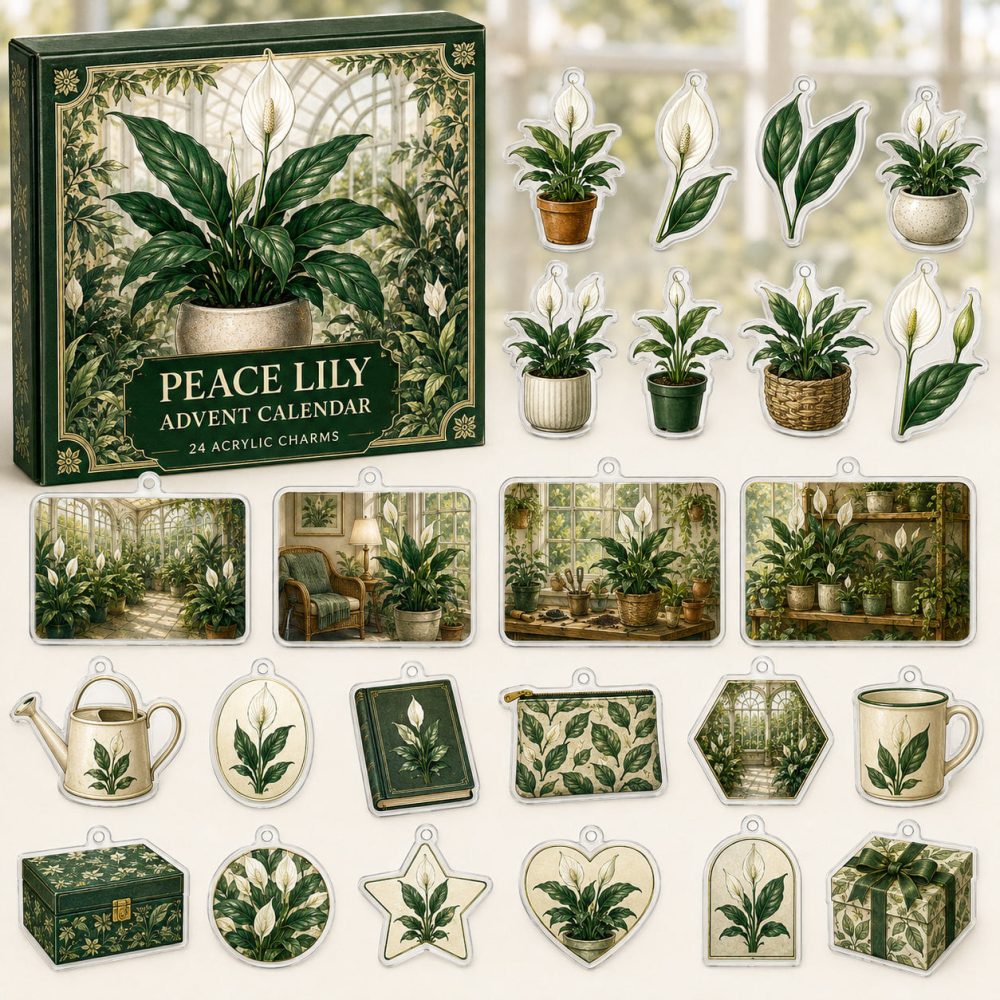 24-Day Peace Lily Charm Countdown: Elegant Acrylic Plant Charms For Home Decor, Thoughtful Holiday Gifts & Plant-Lover Collectors