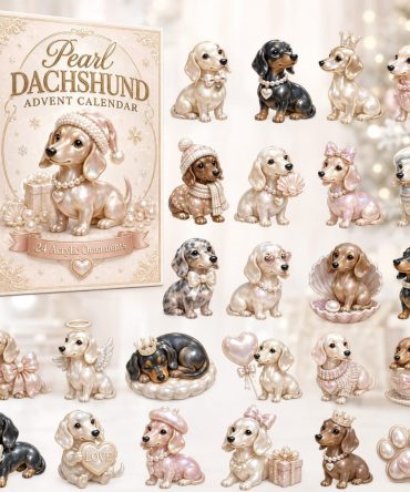 Pearl Dachshund Advent Calendar 2026 - 24-Day Acrylic Charm Countdown With Pearl-Accented Sausage Dog Collectibles