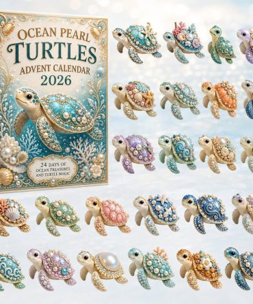 Pearl Sea Turtle Voyage Advent Calendar 2026 — 24 Iridescent Turtle Acrylic Charms, Ocean-Themed Holiday Gift & Decor