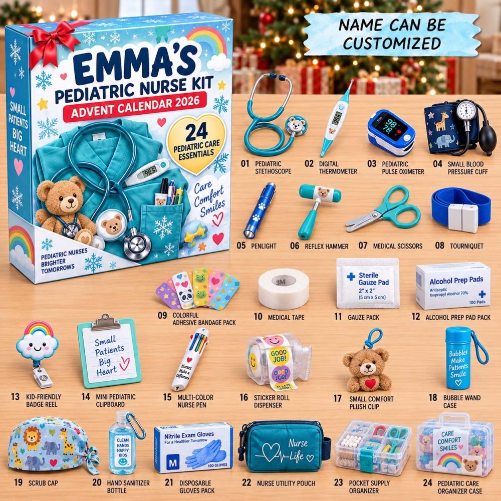 Pediatric Nurse Advent Calendar 2026 — 24-Day Countdown With Acrylic Medical Charms, Gift Set For Childcare & Pediatric Rns