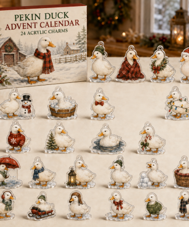 Pekin Duck Christmas Countdown — 24-Piece Acrylic Charm Advent Set, Cute Holiday Gift For Duck & Farm Fans