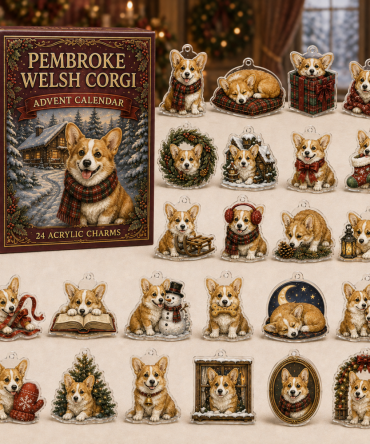 Pembroke Welsh Corgi Holiday Countdown — 24 Cute Acrylic Charms, Festive 24-Day Gift Set For Pembroke Corgi Fans