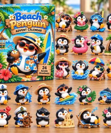 Penguin Beach Wonderland Holiday Countdown 2026 - 24-Day Acrylic Charms Collection, Sunny Coastal Ornament Gift