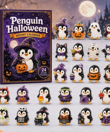 2026 Penguin Halloween Countdown Calendar - 24 Collectible Acrylic Charms, Cute Spooky Surprises & Gift-Ready Decor