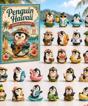 Penguin Hawaii Ocean Advent Calendar 2026 - 24-Day Acrylic Charm Countdown With Tropical Penguin & Surfing Charms