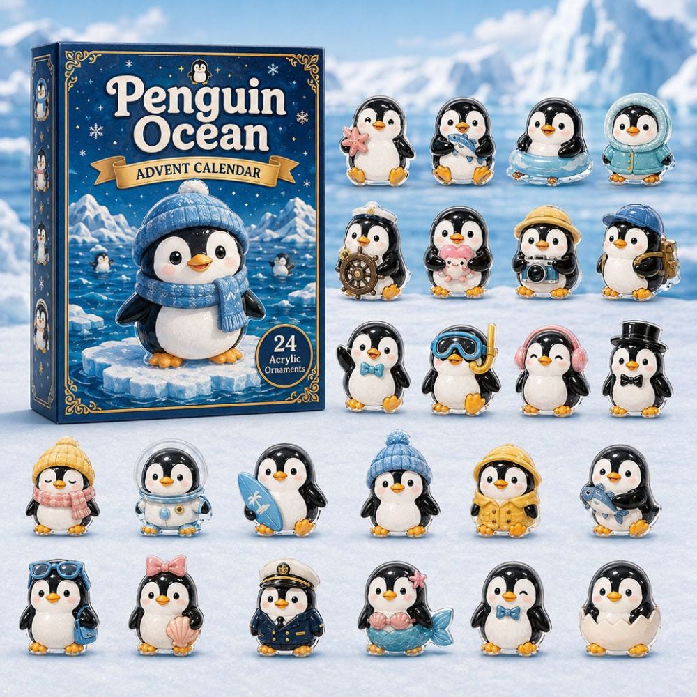 Penguin Ocean Advent Calendar 2026 - 24-Day Acrylic Charm Countdown With Arctic Penguin & Ocean Friends Charms