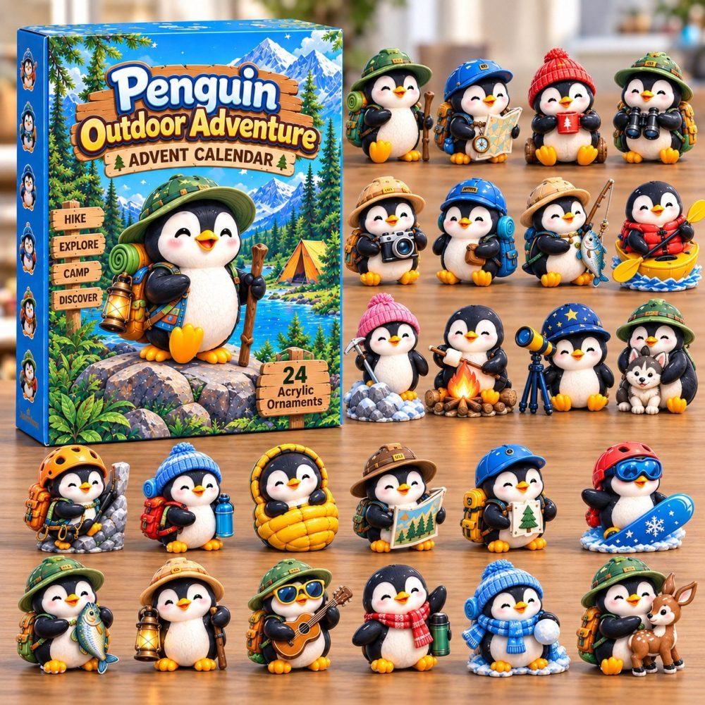 Penguin Outdoor Adventure Holiday Countdown 2026 - 24-Day Acrylic Charms Collection, Explorer-Themed Collectible Gift