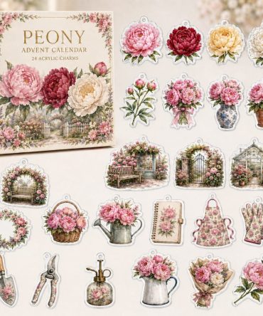 24-Day Peony Charm Countdown - Deluxe Acrylic Flower Advent Calendar With Collectible Bloom Ornaments For Garden Lovers & Mother'S Day Gifts