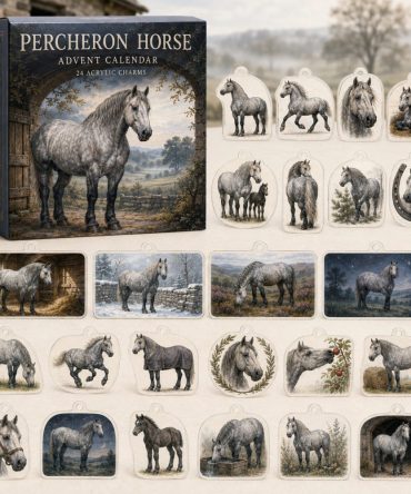 Percheron Horse Holiday Countdown Calendar — 24 Detailed Acrylic Charms, Elegant Gift For Horse Owners, Riders & Enthusiasts