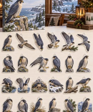 Peregrine Falcon 24-Piece Acrylic Charm Advent Calendar — Raptor Collector Countdown Set & Holiday Gift For Bird Enthusiasts