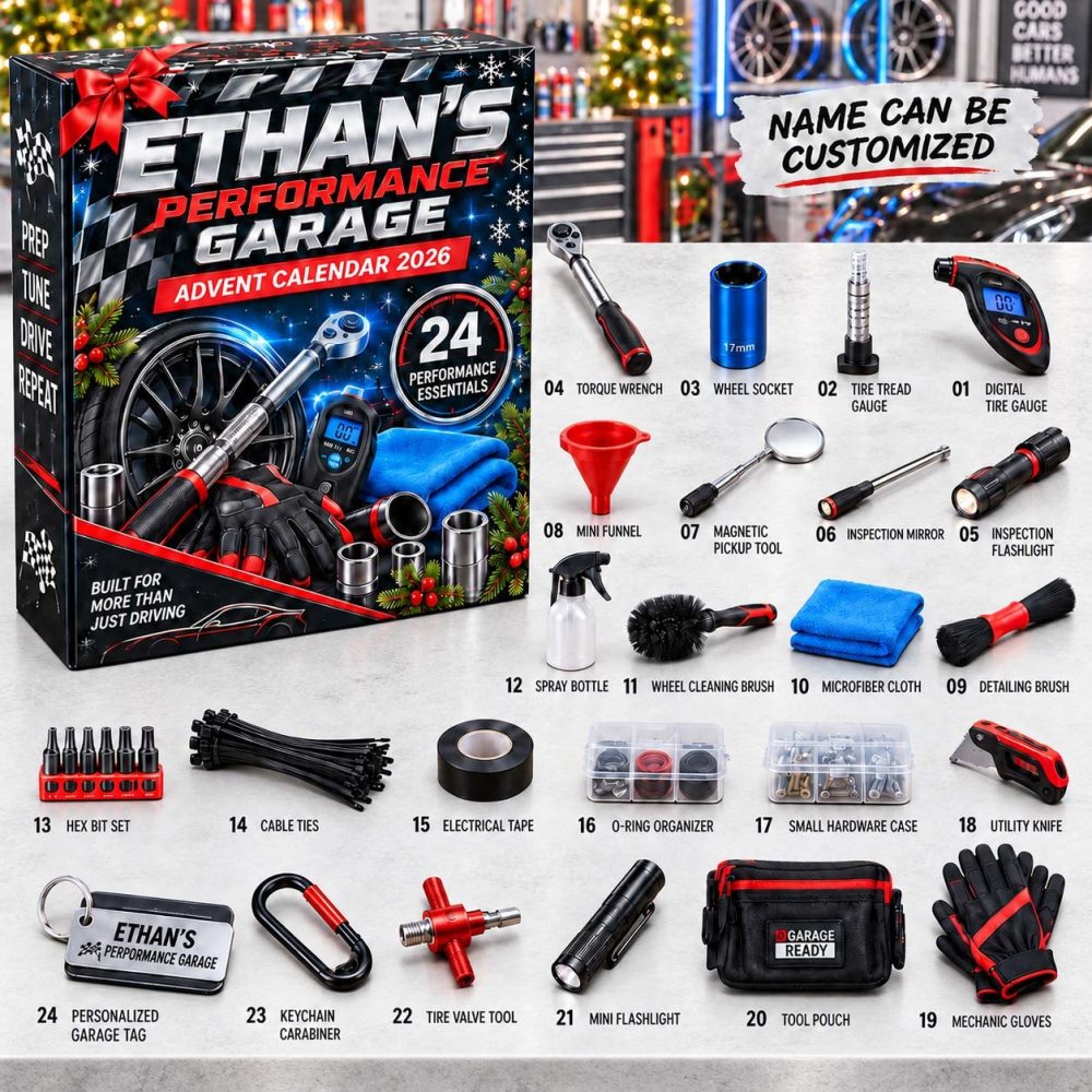 Mechanic & Car Lover Advent Calendar 2026 — 24-Day Automotive Countdown With Acrylic Tool Charms, Gift For Gearheads