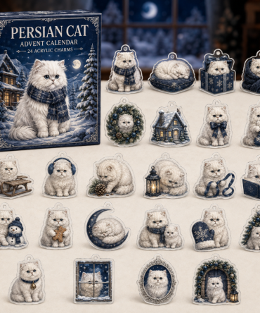 Premium Persian Cat Holiday Countdown — 24 Acrylic Charms With Winter Designs, Collectible Advent Calendar Gift For Cat Lovers