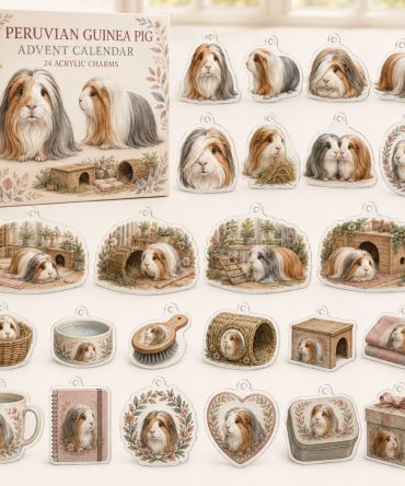 Peruvian Guinea Pig Holiday Countdown - 24 Acrylic Collectible Charms For Guinea Pig Lovers , Festive Daily Gift & Stocking Stuffer