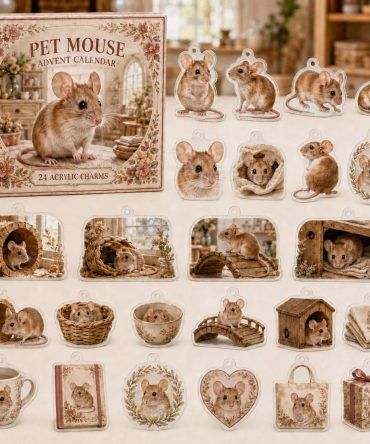 Festive Holiday Countdown Calendar With 24 Cute Acrylic Mouse Charms - Ideal Gift For Small Pet Owners & Rodent Lovers