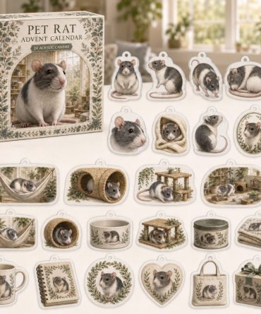 Premium Holiday Countdown Calendar With 24 Playful Acrylic Rat Charms - Perfect Gift For Pet Rat Owners & Rodent Enthusiasts