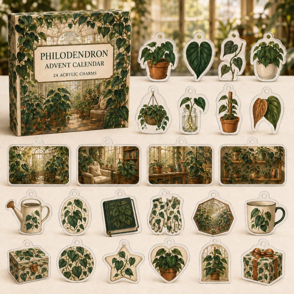 Philodendron 24-Day Charm Countdown — Acrylic Monstera/Philodendron Charms Set For Plant Lovers & Interior Decor Fans