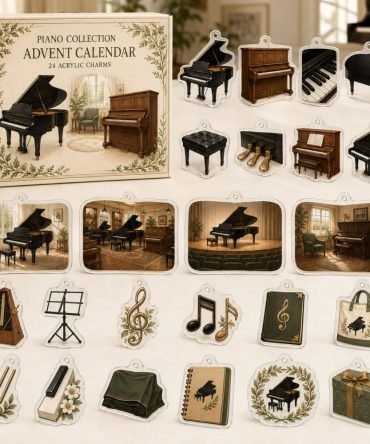 Piano Lover Advent Calendar — 24 Acrylic Music Charms Featuring Keys & Notes For Musicians , Holiday Collector Gift Set