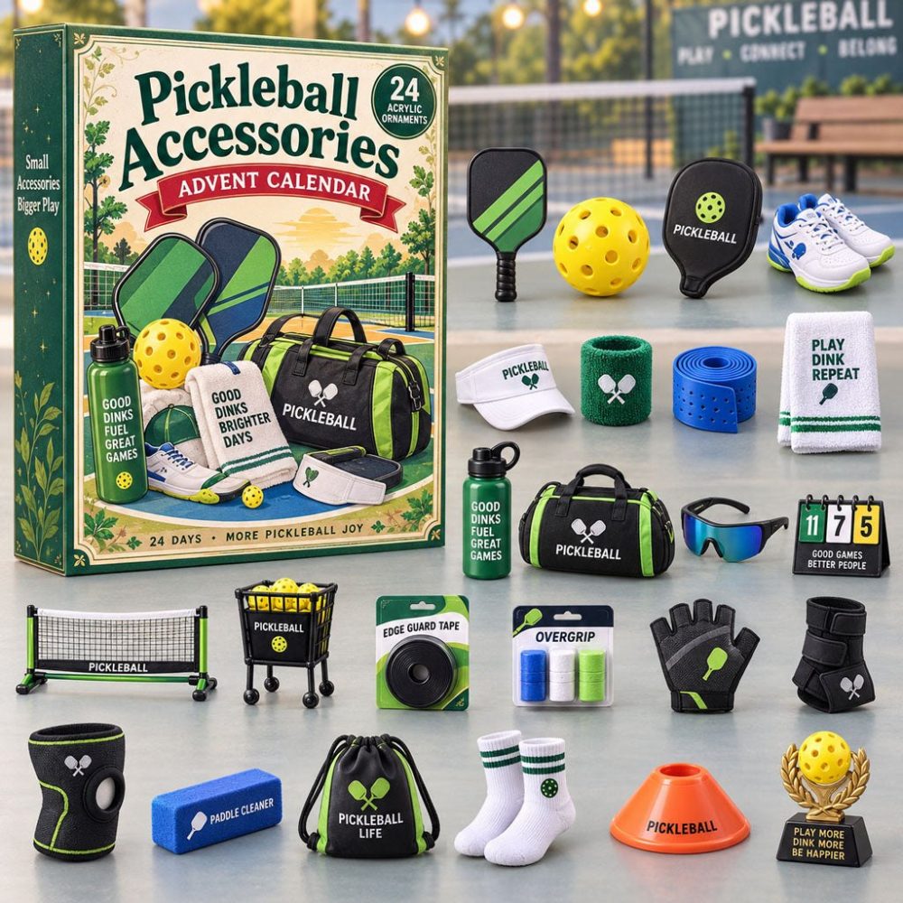 Pickleball Gear 24-Day Countdown Calendar 2026 — Accessory Acrylic Charm Collection, Daily Paddle & Court Surprises, Gift For Players