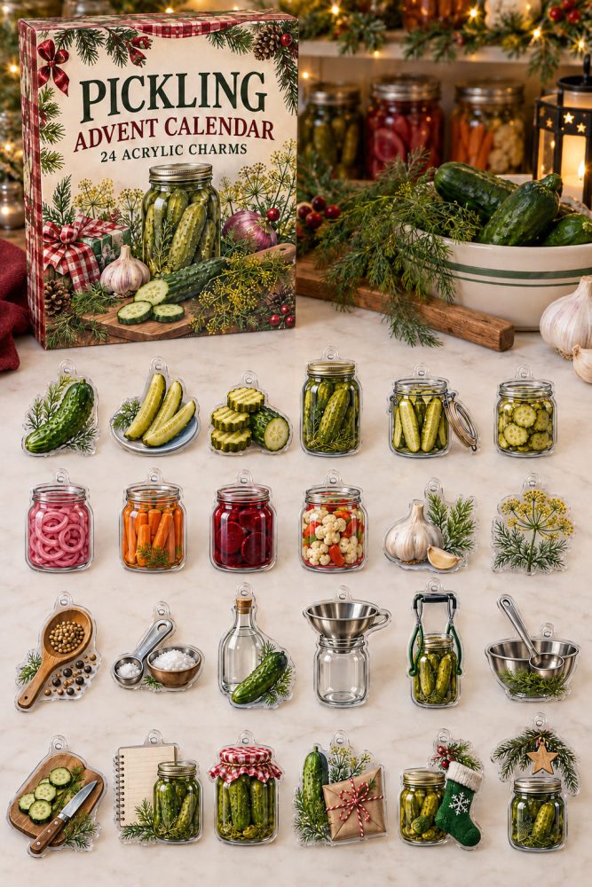 24-Day Pickling & Preserving Advent Calendar — Acrylic Pickle Charms Set For Foodies, Diy Crafts & Unique Holiday Gifts