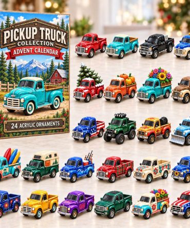Vintage Pickup Truck Advent Calendar 2026 — 24-Day Acrylic Charm Countdown, Rustic Holiday Truck Ornaments