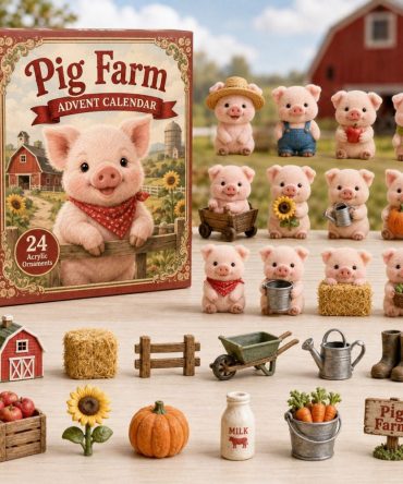 Pig Farm Advent Calendar 2026 - 24-Day Acrylic Charm Countdown With Barnyard Pig Figures, Perfect Stocking Stuffer