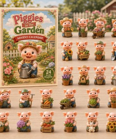 2026 Piggies In The Garden 24-Day Holiday Advent Calendar With Premium Acrylic Charms - Cute Farm Animal Countdown Gift
