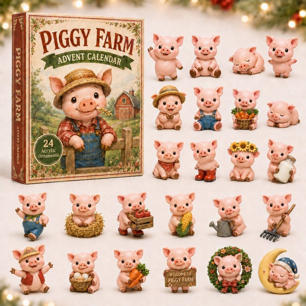 Piggy Farm Advent Calendar 2026 - 24-Day Acrylic Charm Countdown With Cute Farm Pig Collectibles, Gift-Ready