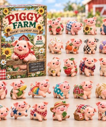 2026 Sunflower & Piggy Farm Holiday Advent Calendar - 24-Day Countdown With Acrylic Charms, Gift-Ready Farmhouse Decor