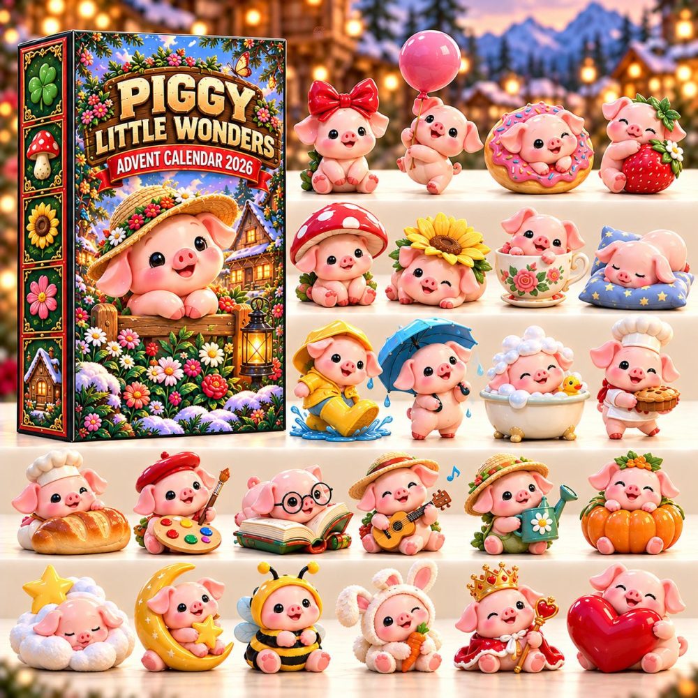 Piggy Little Wonders 2026 Countdown Box — 24 Tiny Pig Acrylic Charms & Playful Keepsakes, Delightful Holiday Surprise For Children