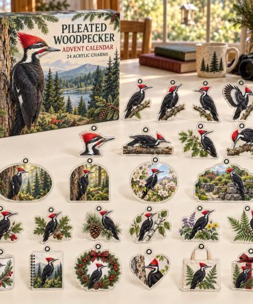 Pileated Woodpecker 24-Day Acrylic Charm Advent Calendar 2026 — Bold Woodpecker Charms For Birdwatchers & Collectors