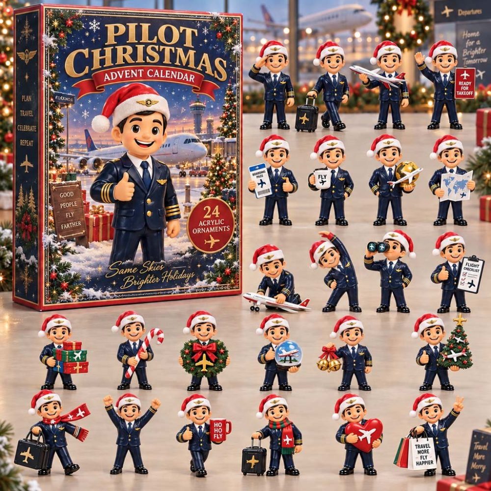Pilot Christmas Countdown Calendar 2026 — 24-Day Aviation Advent With Acrylic Plane Charms, Ideal Gift For Pilots & Aviation Fans