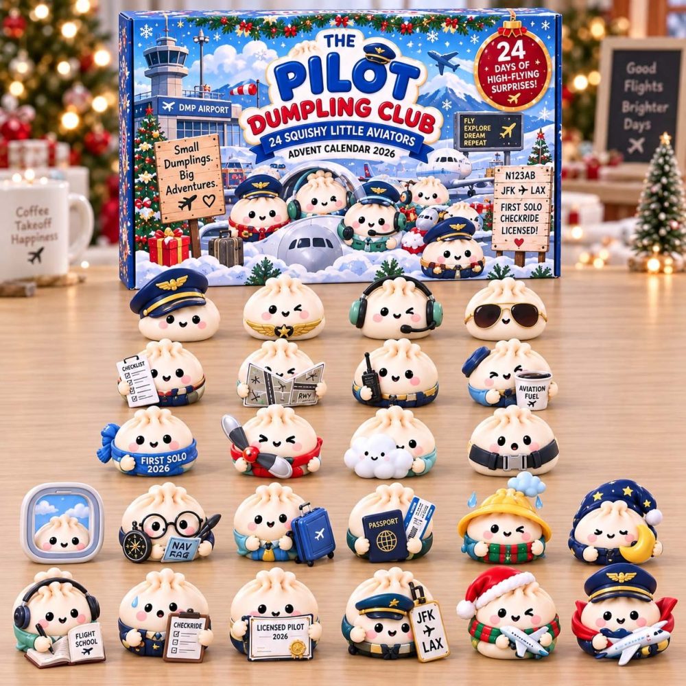 2026 Pilot Dumpling Club Countdown: 24-Day Acrylic Charm Advent Calendar - Aviation-Themed Holiday Gift For Flyers