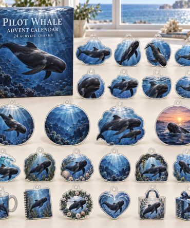 24-Day Pilot Whale Acrylic Charm Advent Countdown — Premium Ocean-Themed Holiday Calendar Gift Set For Whale Collectors