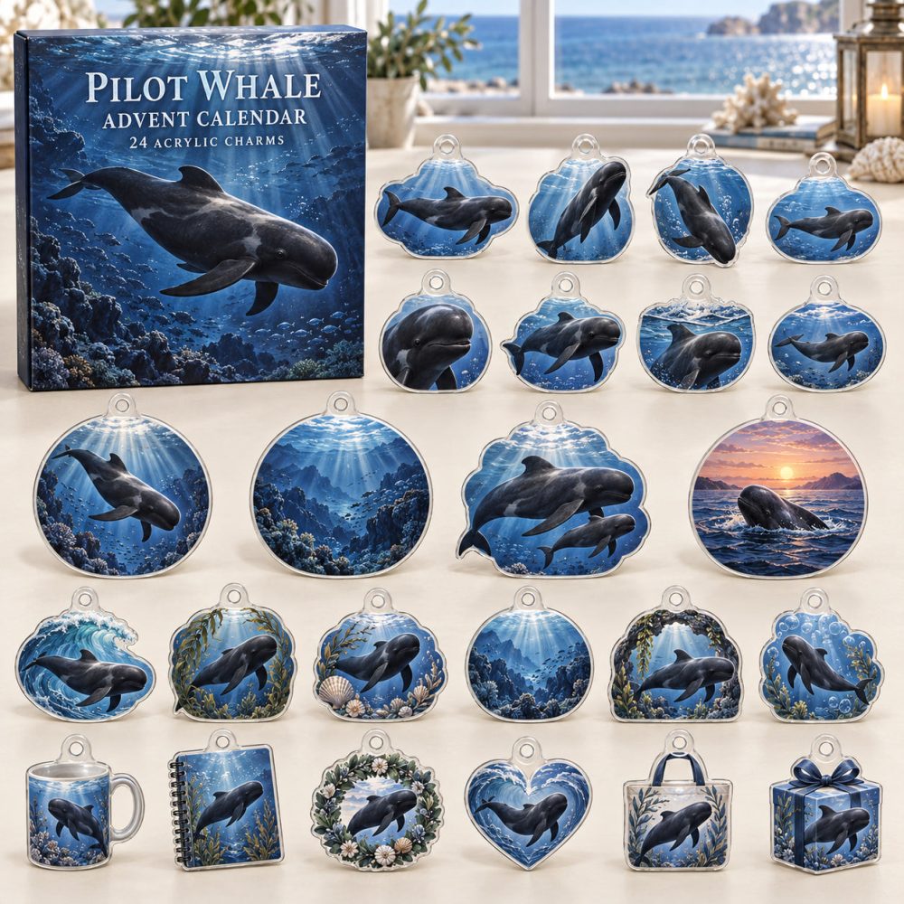 24-Day Pilot Whale Acrylic Charm Advent Countdown — Premium Ocean-Themed Holiday Calendar Gift Set For Whale Collectors