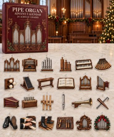 Pipe Organ 24-Day Musical Countdown - Vintage Instrument Acrylic Charm Set With 24 Pieces For Musicians, Music Lovers & Unique Holiday Gifts