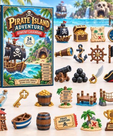 Pirate Island Holiday Countdown 2026 - 24 Treasure Acrylic Charms For Kids, Reusable Pirate-Themed Advent Gift & Decor