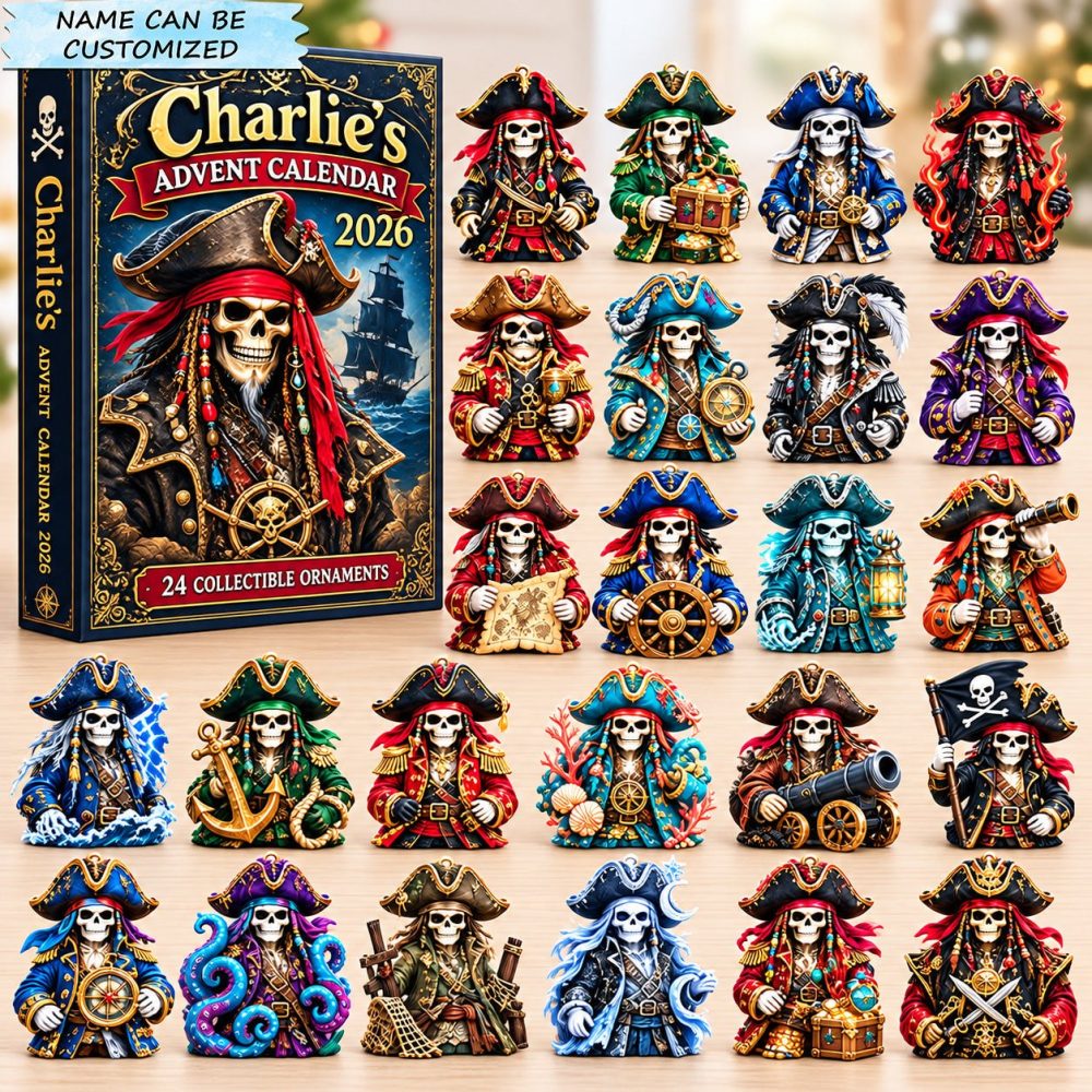 Pirate Skeleton Advent Calendar 2026 - 24-Day Acrylic Charm Countdown, Treasure-Themed Holiday Gift For Kids