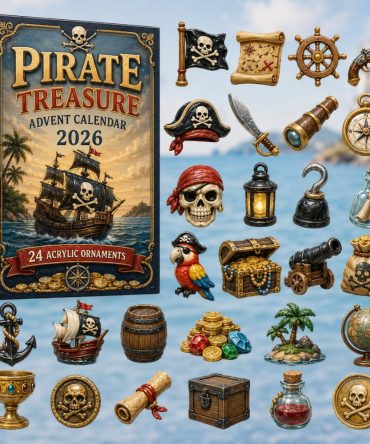 Pirate Treasure Advent Calendar 2026 - 24-Day Acrylic Charm Countdown With Mini Treasure & Pirate Icons, Gift Box