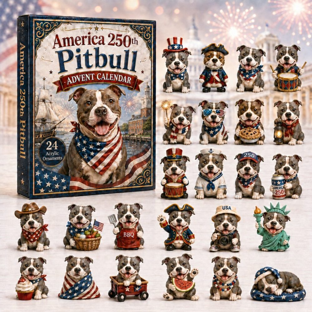 Pitbull Breed Advent Calendar 2026 - 24-Day Acrylic Charm Countdown With Realistic Pitbull Collectible Charms