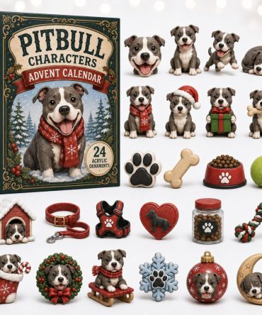 Pitbull Character Advent Calendar 2026 - 24-Day Acrylic Charm Countdown With Cute Pitbull Figures, Perfect Gift