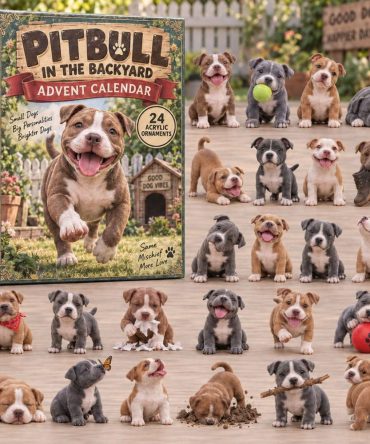 Pitbull In Backyard 24-Day Charm Countdown Calendar - 2026 Acrylic Garden-Themed Dog Gift For Home & Pet Lovers