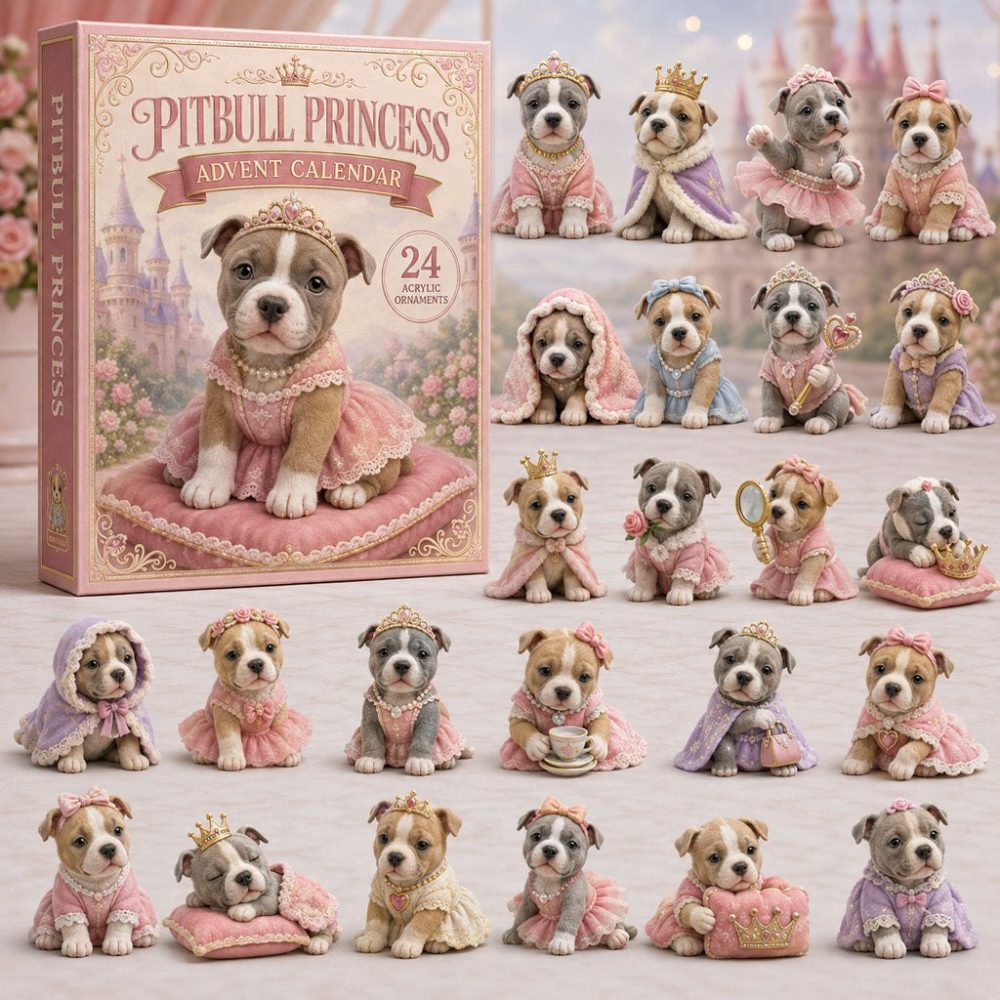 Pitbull Princess 24-Day Charm Countdown Calendar - 2026 Acrylic Royal Dog Gift Set For Pitbull Fans & Collectors