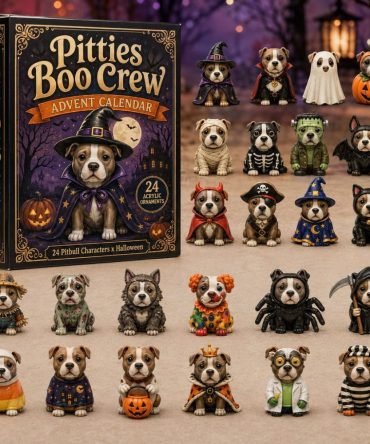 Pitties Boo Crew Halloween Countdown 2026 — 24-Day Spooky Pitbull Acrylic Charms Advent, Fun Seasonal Gift For Dog Fans