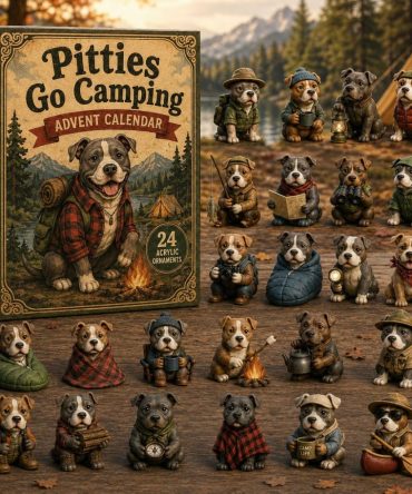 2026 Pitties Go Camping 24-Day Advent Calendar — Outdoor Pit Bull Acrylic Charms, Adventure-Themed Holiday Gift For Dog Fans