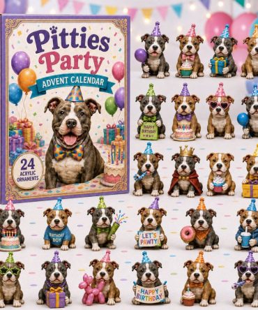 2026 Pitties Party 24-Day Advent Calendar — Playful Pit Bull Acrylic Charms, Festive Countdown Gift For Pit Bull Lovers