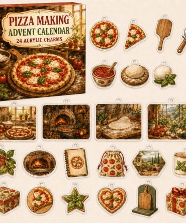24-Day Pizza Making Charm Countdown: Fun Acrylic Cooking Charms Featuring Mini Pizzas, Tools & Ingredients — Perfect Gift For Foodies
