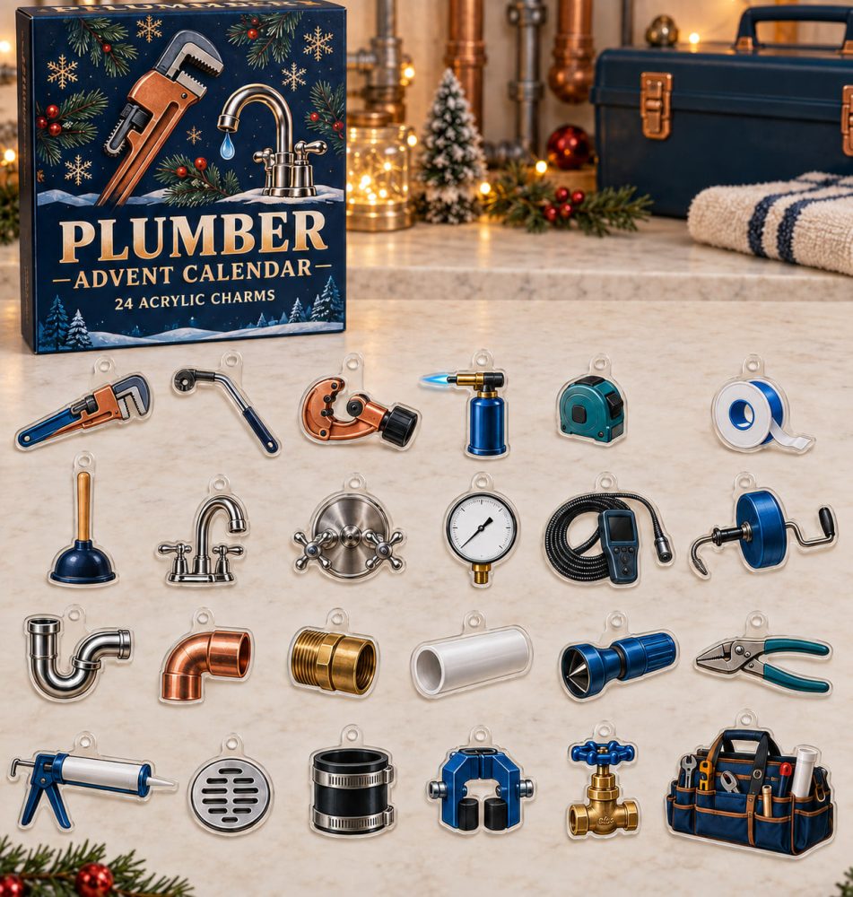 Plumber Trades Advent Calendar, 24 Plumbing Tool Acrylic Charms, Pipefitter Countdown Gift For Plumbers & Diyers, 2026 Holiday