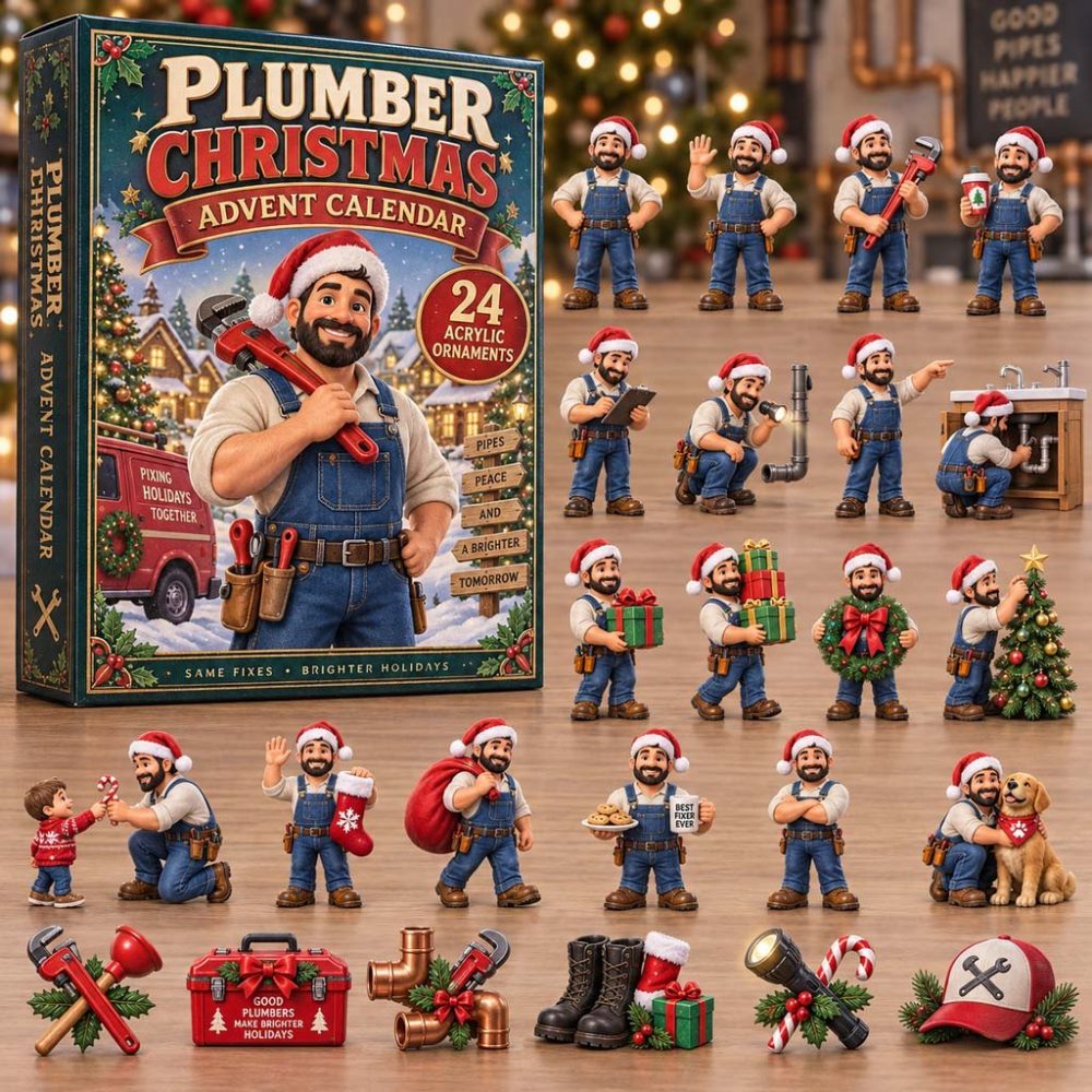 Plumber Holiday Countdown Calendar 2026 — 24-Day Advent With Plumbing-Themed Acrylic Charms, Perfect Trade Gift For Plumbers