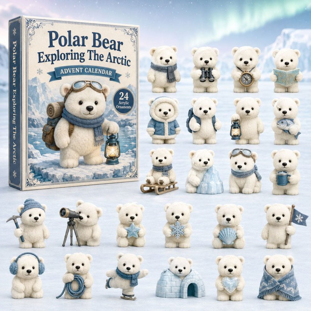 2026 Polar Bear Arctic Explorer Countdown — 24-Day Acrylic Charm Advent Set, Nature-Themed Holiday Gift